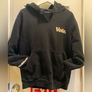 Talentless “Vote.” Size Small Black Hooded Sweatshirt w/ Velvet Graphics